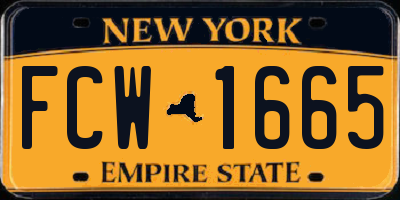 NY license plate FCW1665