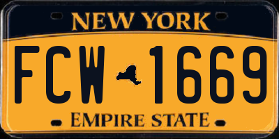 NY license plate FCW1669