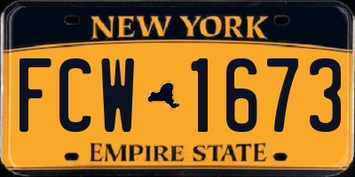 NY license plate FCW1673