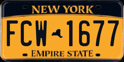 NY license plate FCW1677