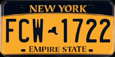 NY license plate FCW1722