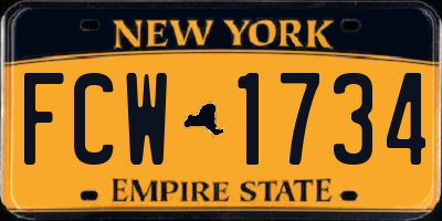 NY license plate FCW1734