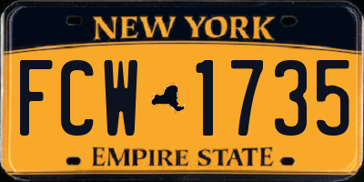 NY license plate FCW1735
