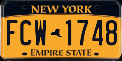 NY license plate FCW1748