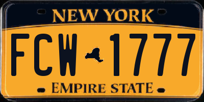 NY license plate FCW1777
