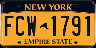NY license plate FCW1791