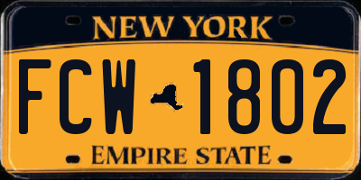NY license plate FCW1802