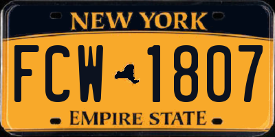 NY license plate FCW1807