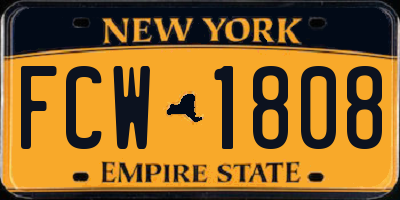 NY license plate FCW1808