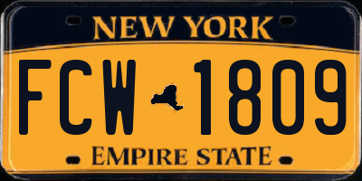 NY license plate FCW1809