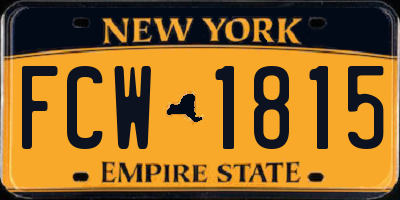 NY license plate FCW1815