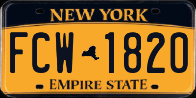 NY license plate FCW1820