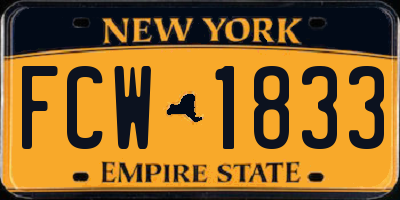 NY license plate FCW1833