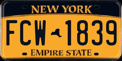 NY license plate FCW1839