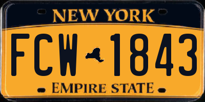 NY license plate FCW1843