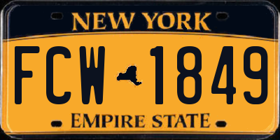 NY license plate FCW1849