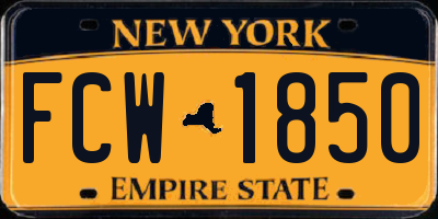 NY license plate FCW1850