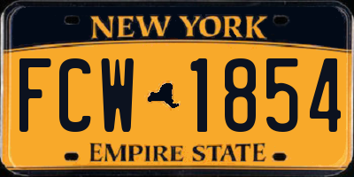 NY license plate FCW1854
