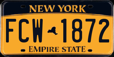NY license plate FCW1872