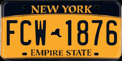 NY license plate FCW1876