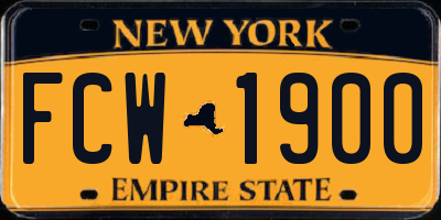 NY license plate FCW1900