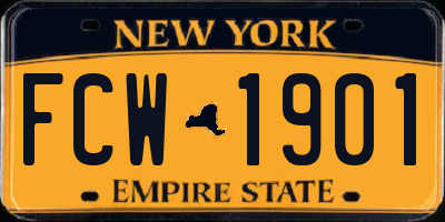 NY license plate FCW1901