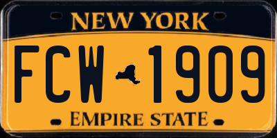 NY license plate FCW1909