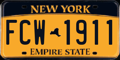 NY license plate FCW1911