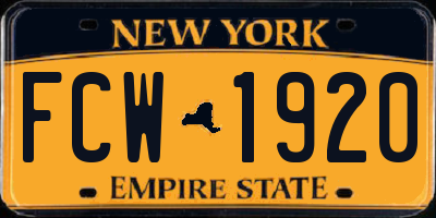 NY license plate FCW1920