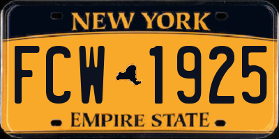 NY license plate FCW1925