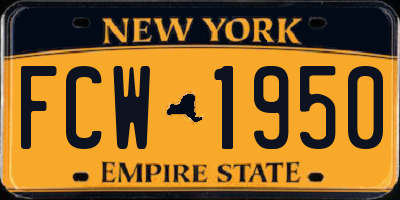 NY license plate FCW1950