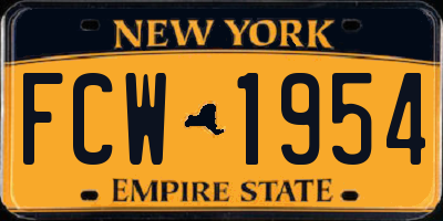 NY license plate FCW1954