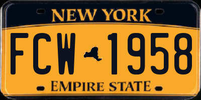 NY license plate FCW1958