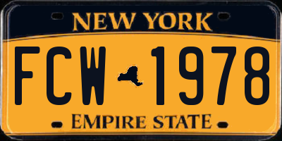 NY license plate FCW1978