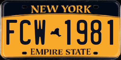 NY license plate FCW1981