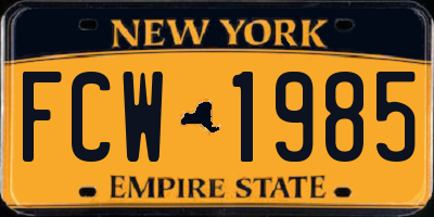 NY license plate FCW1985