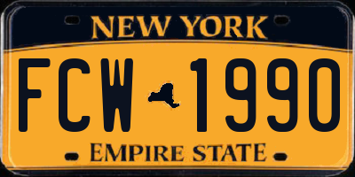 NY license plate FCW1990