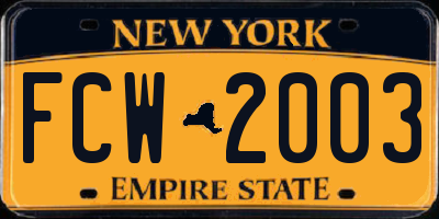 NY license plate FCW2003