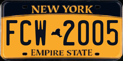 NY license plate FCW2005