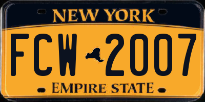 NY license plate FCW2007