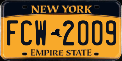 NY license plate FCW2009