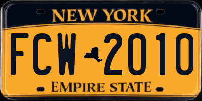 NY license plate FCW2010
