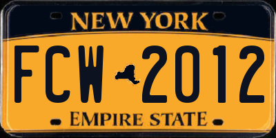 NY license plate FCW2012