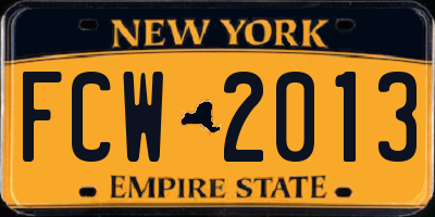 NY license plate FCW2013