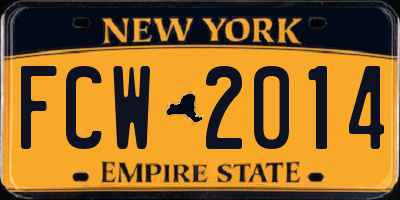 NY license plate FCW2014
