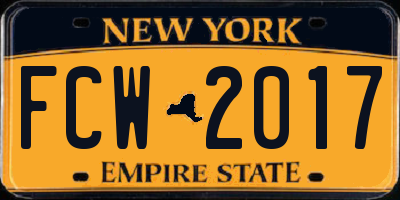 NY license plate FCW2017