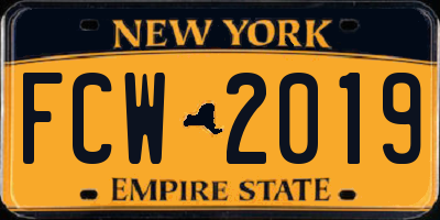 NY license plate FCW2019