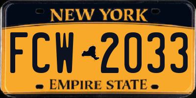 NY license plate FCW2033