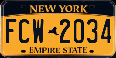 NY license plate FCW2034