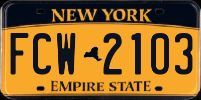 NY license plate FCW2103
